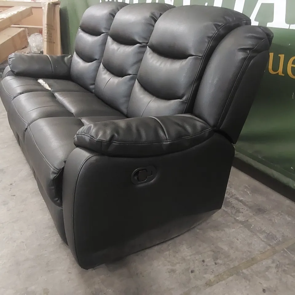 QUALITY DESIGNER FAUX LEATHER 3 SEATER RECLINER SOFA - DAMAGED