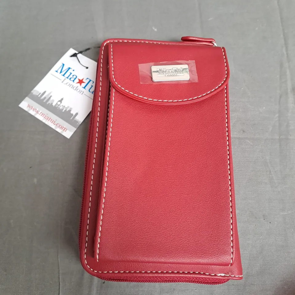 MIA LONDON DARK RED FAUX  LEATHER STRAPPED PURSE 