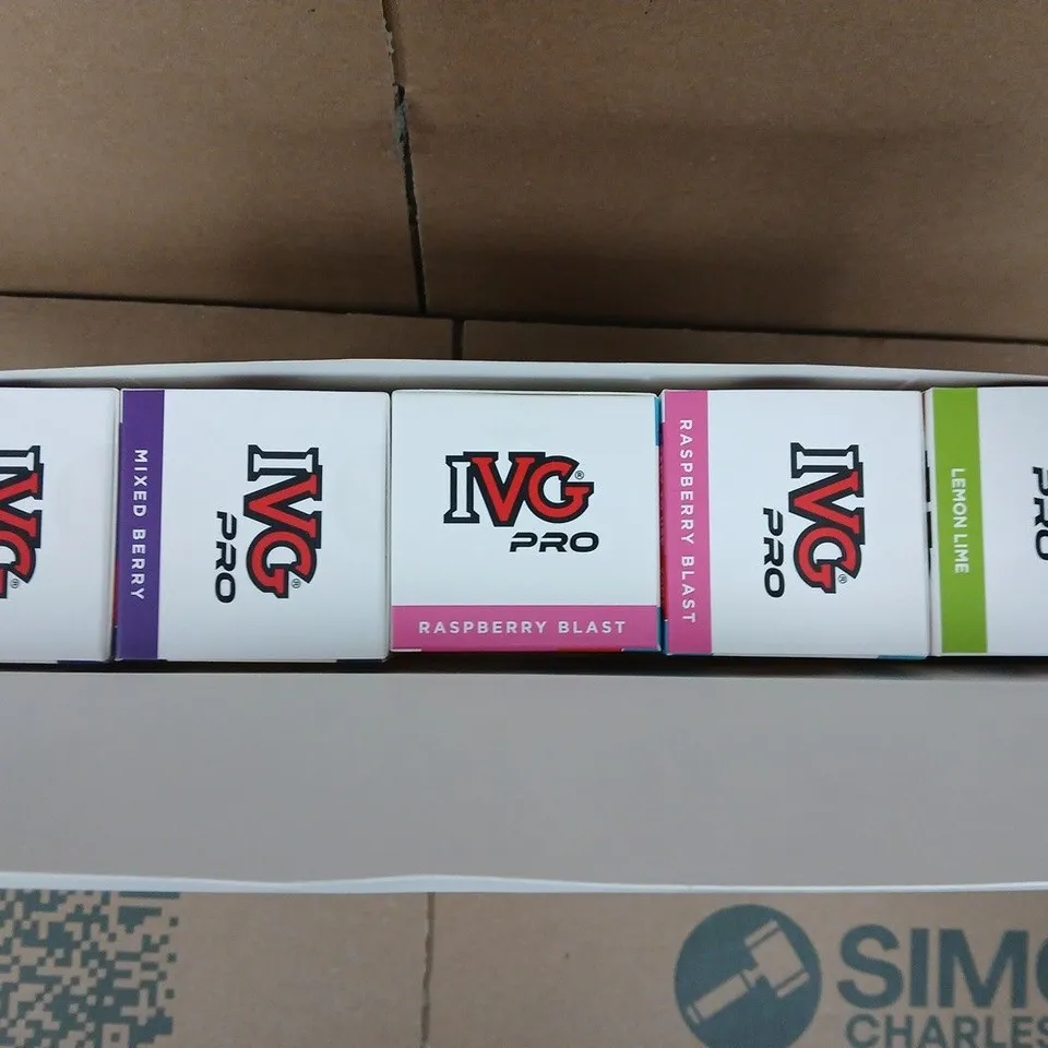 SEALED IVG PRO 12 PACK OF 5 VAPES TO INCLUDE LEMON LIME, RASPBERRY BLAST, AND MIXED BERRY