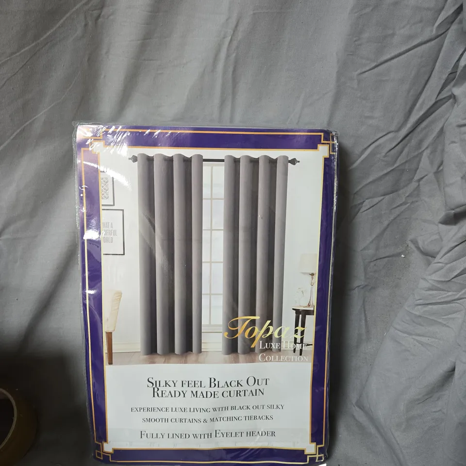 TOPAZ SILKY FEEL BLACK OUT READY MADE CURTAIN – LUXE LIVING COLLECTION - 46" X 72"