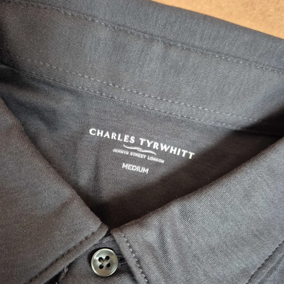 CHARLES TYRWHITT GRAPHITE GREY POLO SHORT SLEEVE JERSEY POLO - MEDIUM