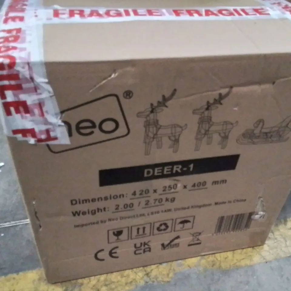 BOXED NEO SET OF 3 OUTDOOR DEER DECORATIONS
