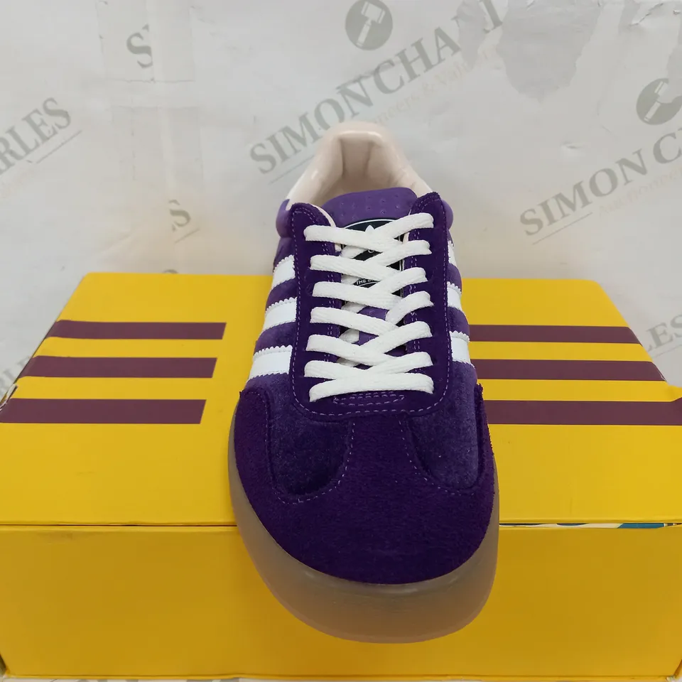 BOXED PAIR OF ADIDAS X GUCCI GAZELLES IN SUEDE PURPLE - UK 6 1/2