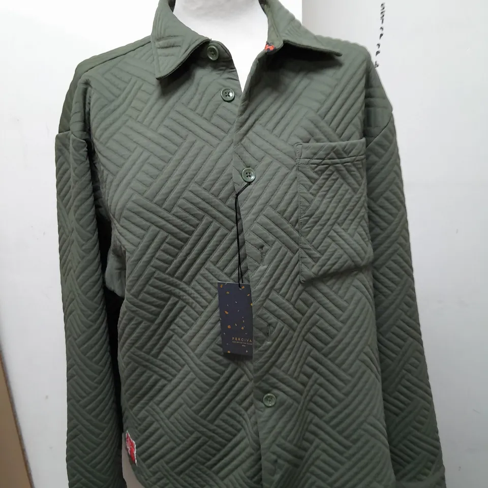 PERCIVAL QUILTED CLASSIC SHIRT IN KHAKI - L