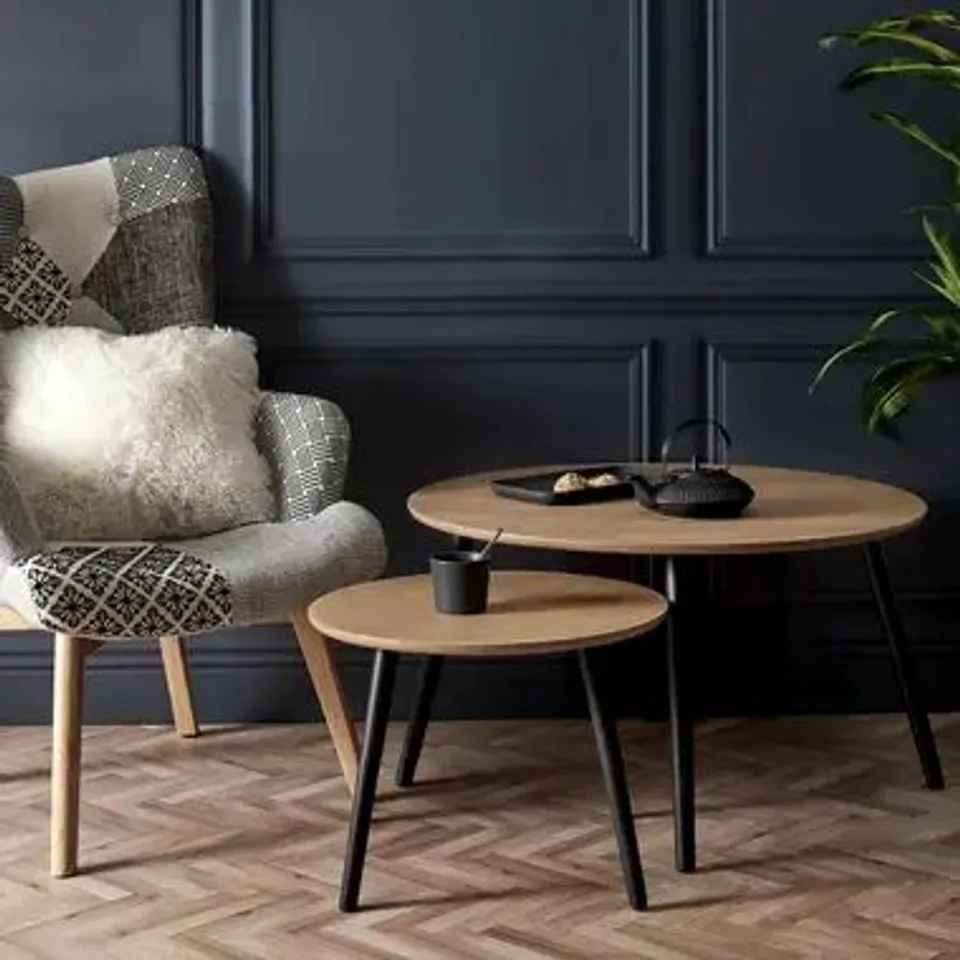 BOXED MAISON 2 PIECE SOLID WOOD COFFEE TABLE (1 BOX)