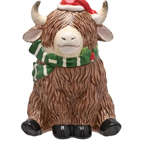 HIGHLAND COW CERAMIC COOKIE JAR 