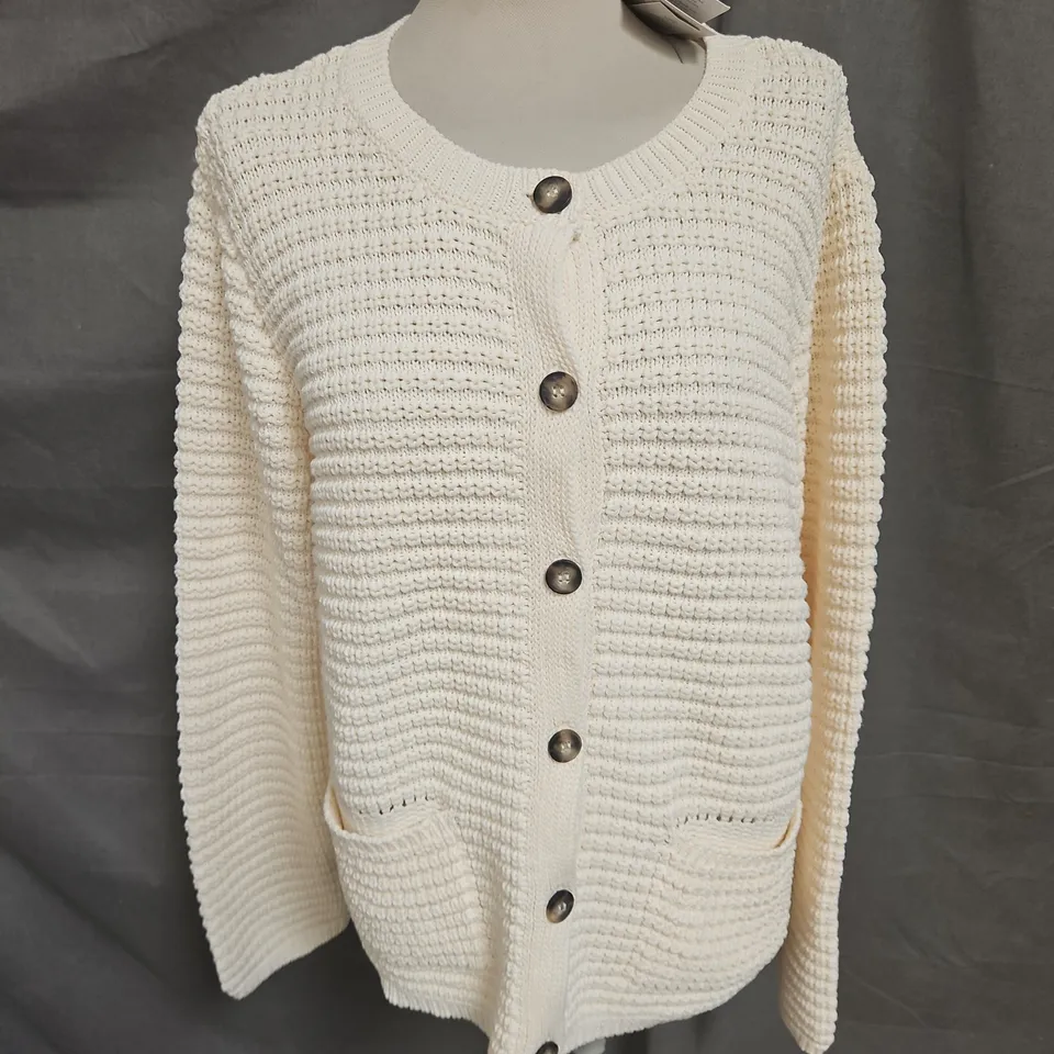 NOBODY'S CHILD CREW NECK POCKET CARDIGAN IN CREAM SIZE XL