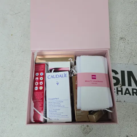 VERY BEAUTY GIFT BOX – CAUDALIE VINOPERFECT SERUM & SKINCARE IN PINK BOX