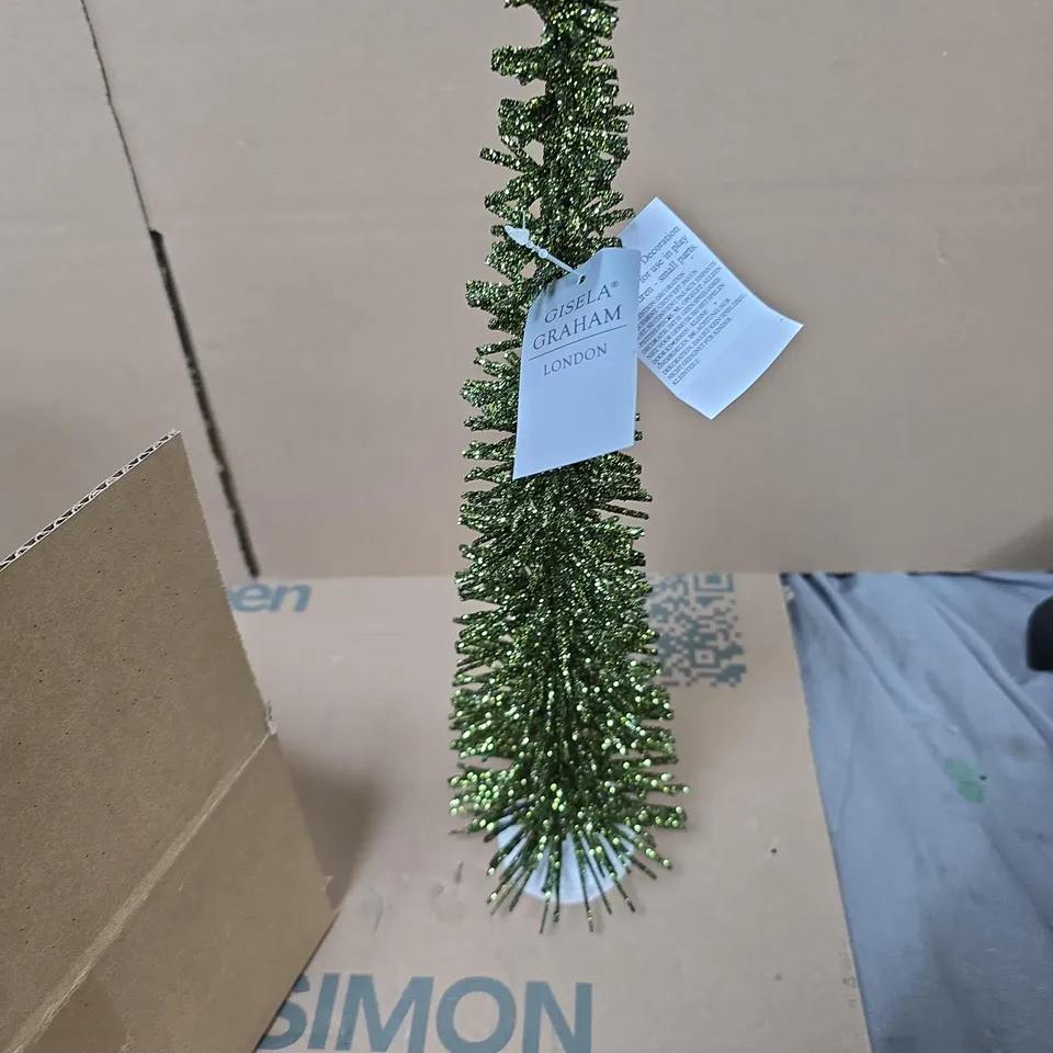 6X GISELA GRAHAM GREEN GLITTERY TREE DECORATION 