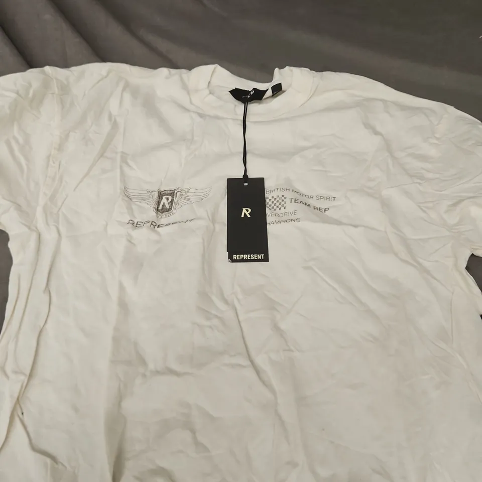 REPRESENT TEAM REP T-SHIRT - FLAT WHITE, SIZE M