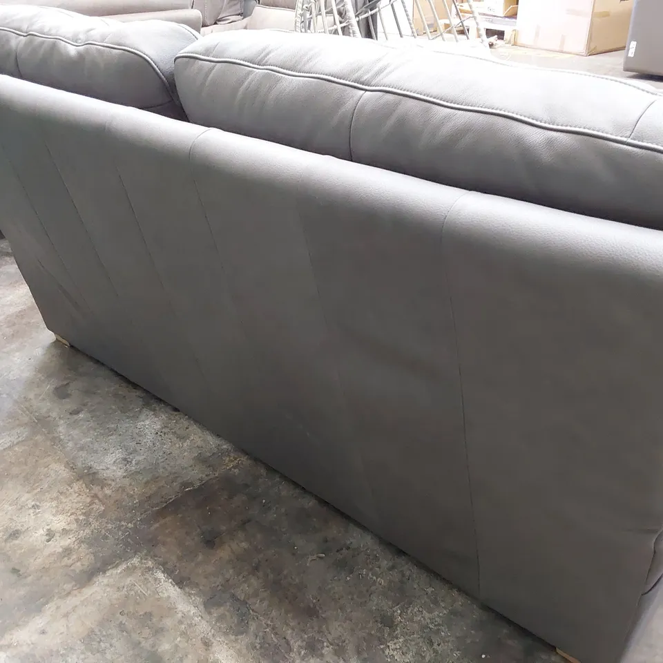 QUALITY BRITISH DESIGNER G PLAN SEATTLE THREE SEATER SOFA CAPRI GREY LEATHER 