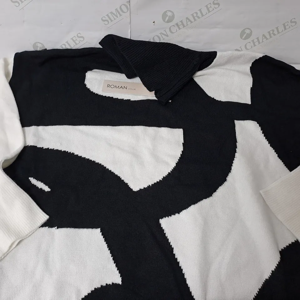 ROMAN WHITE & BLACK TURTLE NECK JUMPER - SIZE 16