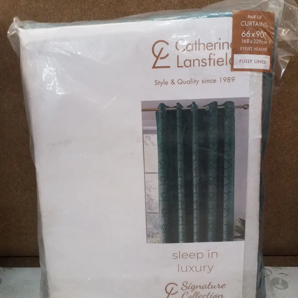 ART DECO PEARL LINED EYELET CURTAINS - 168×229CM 