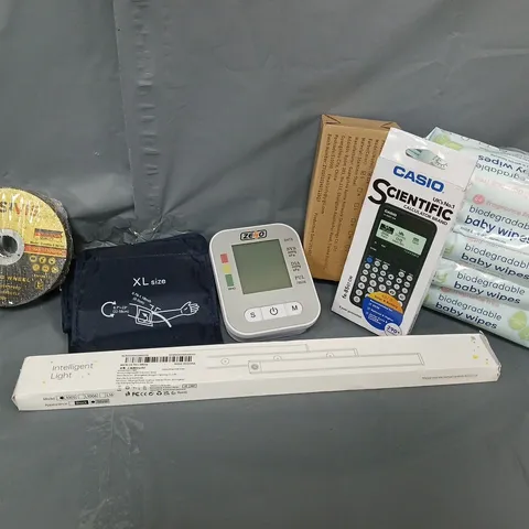 APPROXIMATELY 14 ASSORTED HOUSEHOLD ITEMS TO INCLUDE BABY WIPES, CASIO CALCULATOR, CISIVIS CUTTING WHEEL, ETC