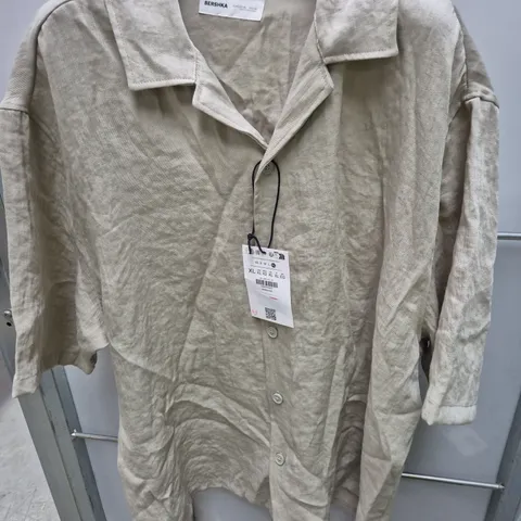 BERSHKA BEIGE LONGLINE SHIRT β UK XL