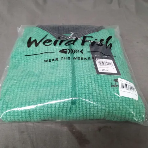 BRAND NEW WEIRDFISH DARK GREEN NEWARK ECO 1/4 ZIP FLEECE SIZE L