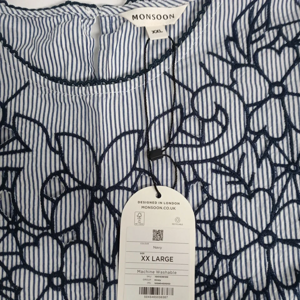MONSOON NAVY EMBROIDERED TOP – XX LARGE
