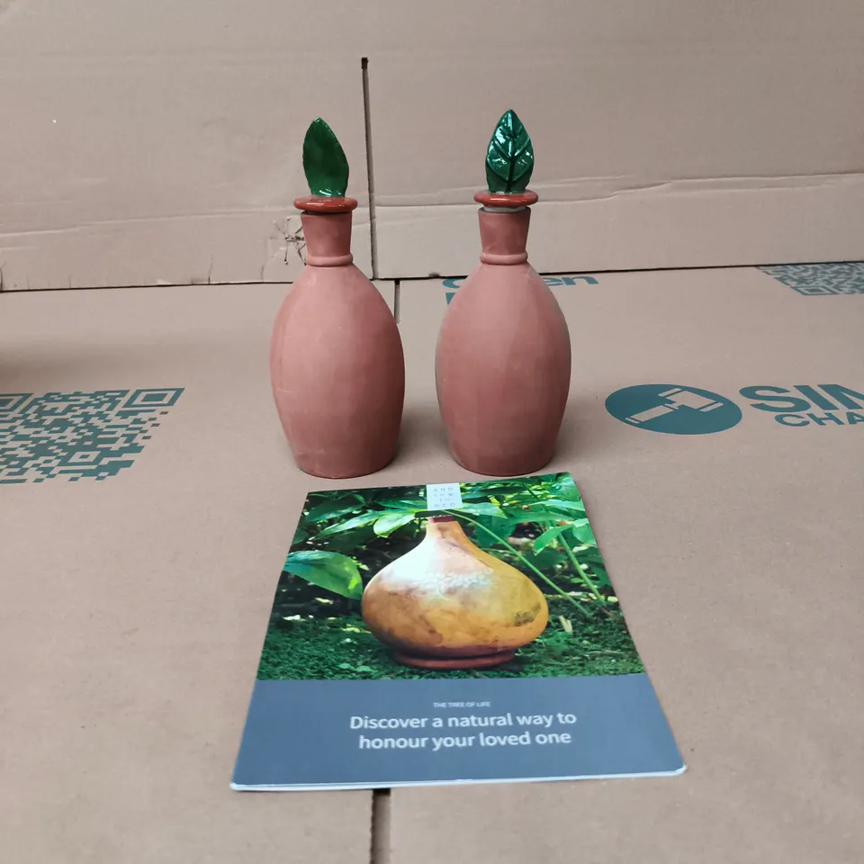 "AND SOW TO BED" THE TREE OF LIFE BESPOKE URN/CALABASH FOR HOME/GARDEN (SET OF 2) BOXED