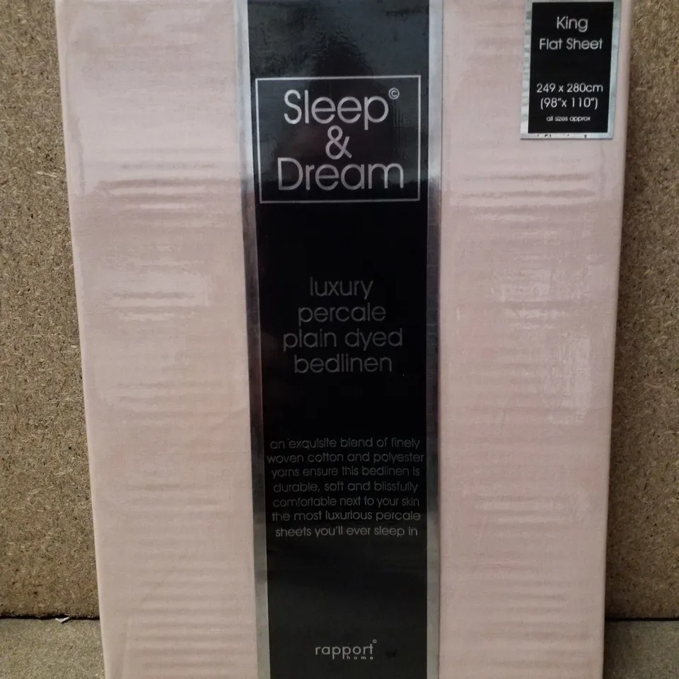 BRAND NEW SLEEP&DREAM LUXURY PERCALE PLAIN DYED BED LINEN (KING FLAT SHEET)