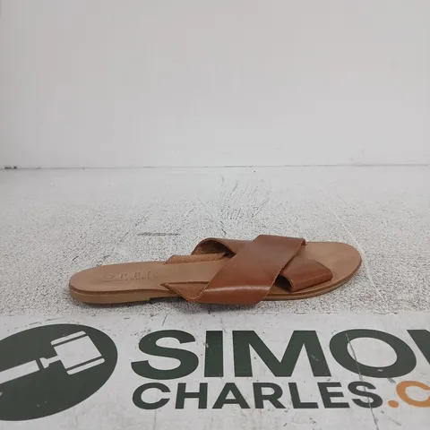 OFFICE BROWN LEATHER CROSS-STRAP SANDALS – WOMEN'S