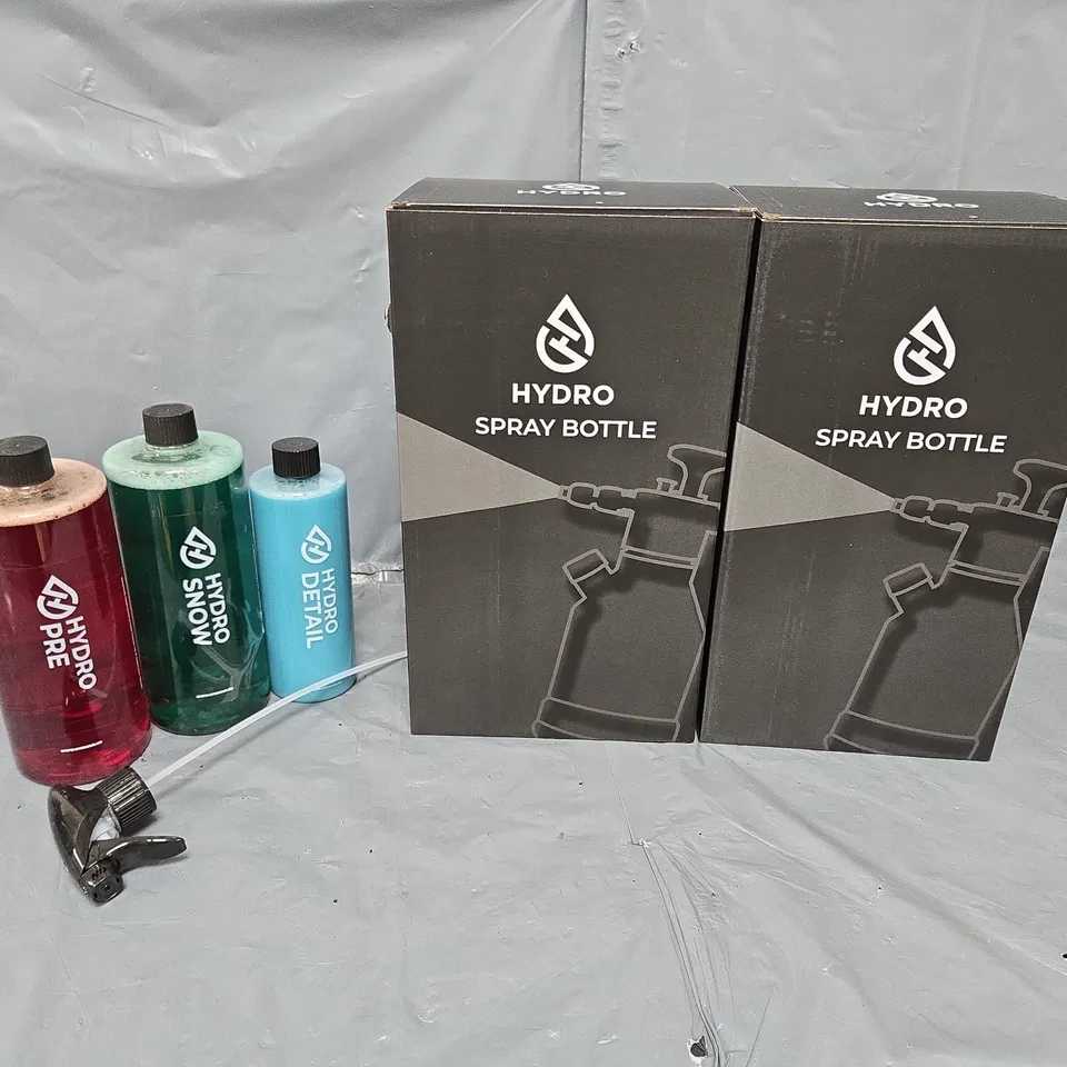 2X BOXED HYDRO SPRAY BOTTLE AND HYDRO PRE-SNOW-DETAIL - COLLECTION ONLY 