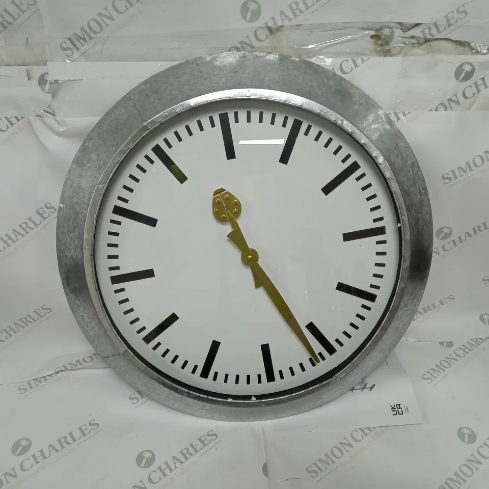 LARGE OUTDOOR GALVANISED STEEL CLOCK - WHITE FACE
