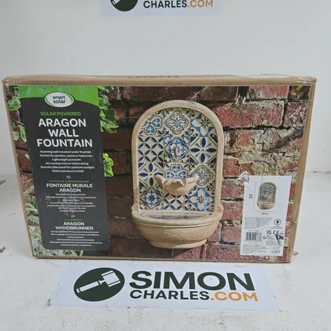 SMART SOLAR ARAGON WALL FOUNTAIN – SOLAR POWERED GARDEN WATER FEATURE (BOXED)