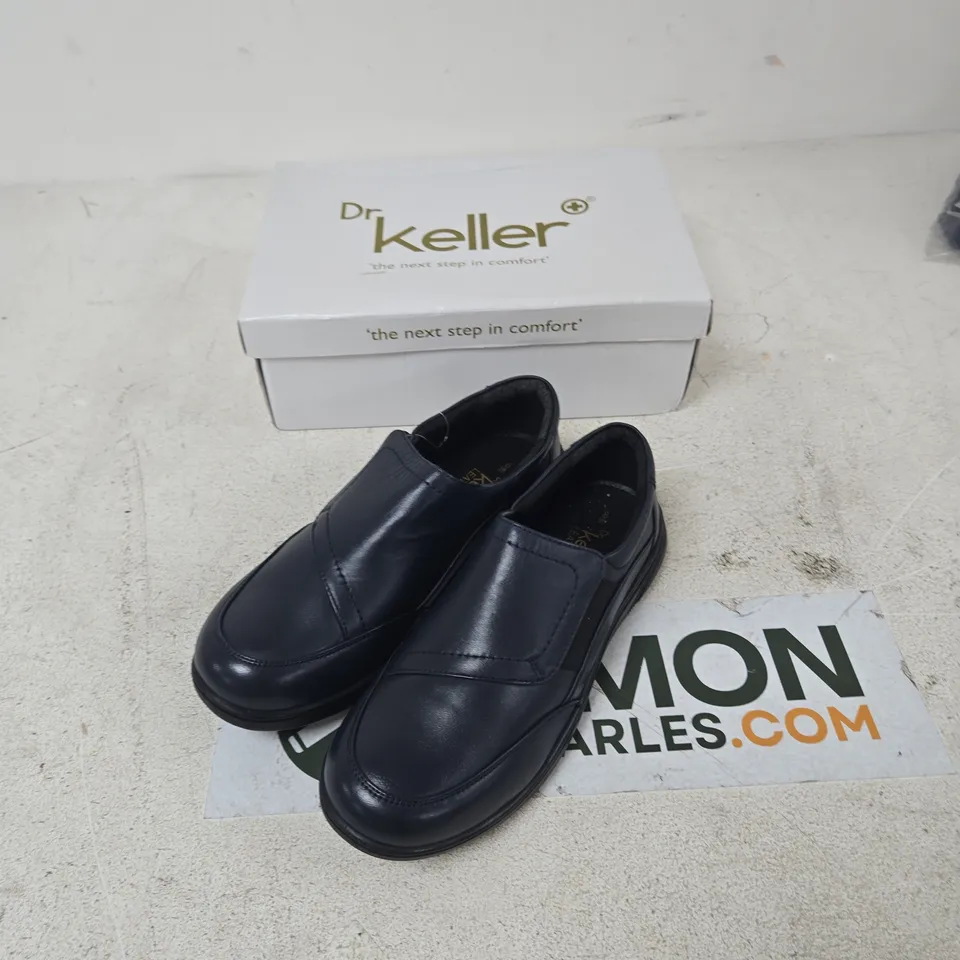DR KELLER LEATHER MEN'S NAVY LEATHER SLIP-ON SHOES UK 8