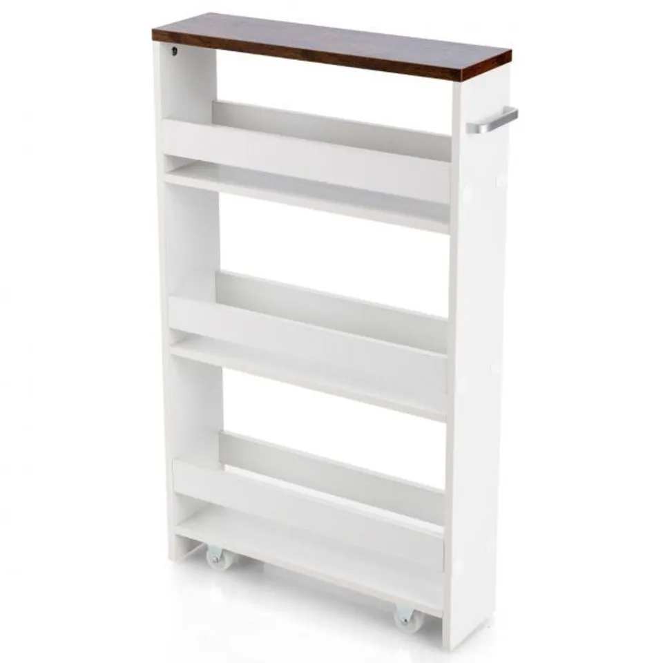 BOXED COSTWAY ROLLING KITCHEN SLIM STORAGE CART MOBILE SHELVING ORGANIZER WITH HANDLE