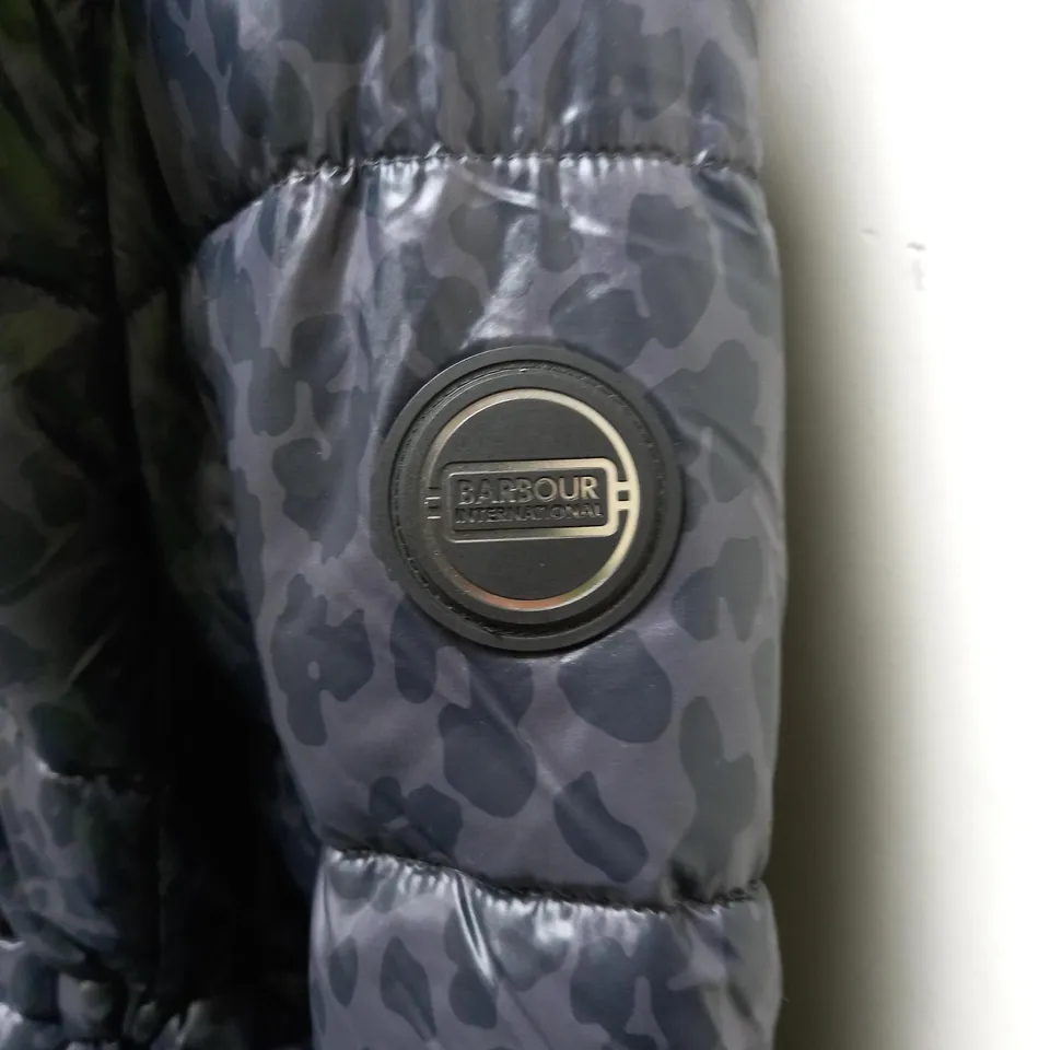 BARBOUR PLATINUM LEOPARD PRINT COAT SIZE 16