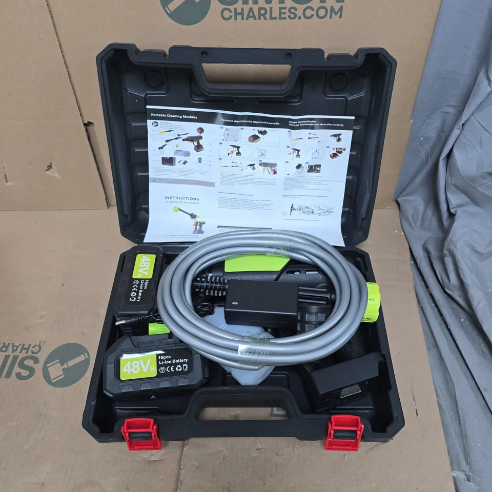 CORDLESS PORTABLE CAR WASH MACHINE KIT – 48V BATTERIES IN CARRY CASE