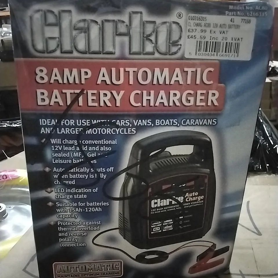 CLARKE AC80 12V 8A AUTOMATIC BATTERY CHARGER