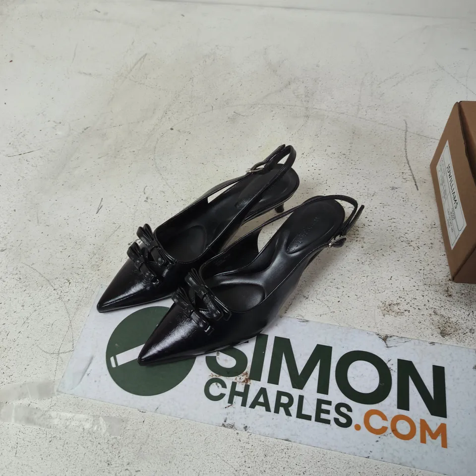 JD WILLIAMS WOMEN'S BLACK PATENT SLINGBACK HEELS – UK 4 (EU 37)