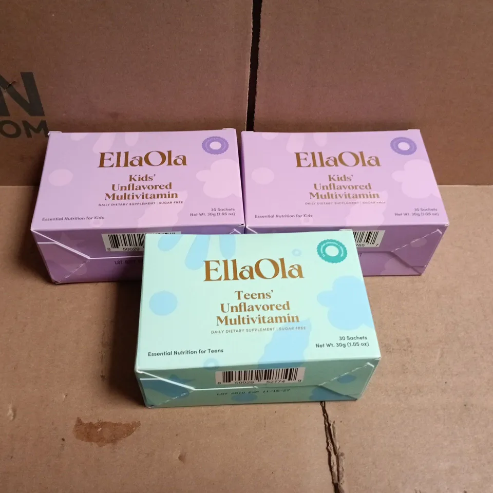 3 X ELLA OLA MULTIVITAMINS KIDS/TEENS UNFLAVOURED