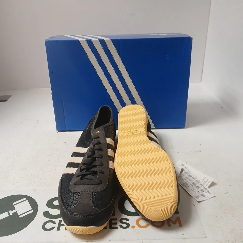 ADIDAS JAPAN DECON W SNEAKERS – BLACK WITH WHITE STRIPES, UK 12½ (US 14)