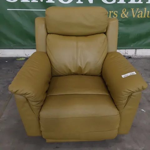 DESIGNER POWER RECLINING EASY CHAIR SAND LEATHER