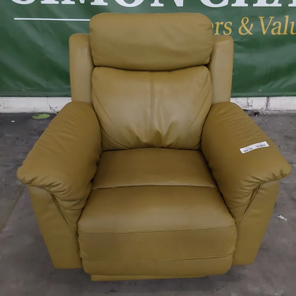 DESIGNER POWER RECLINING EASY CHAIR SAND LEATHER 