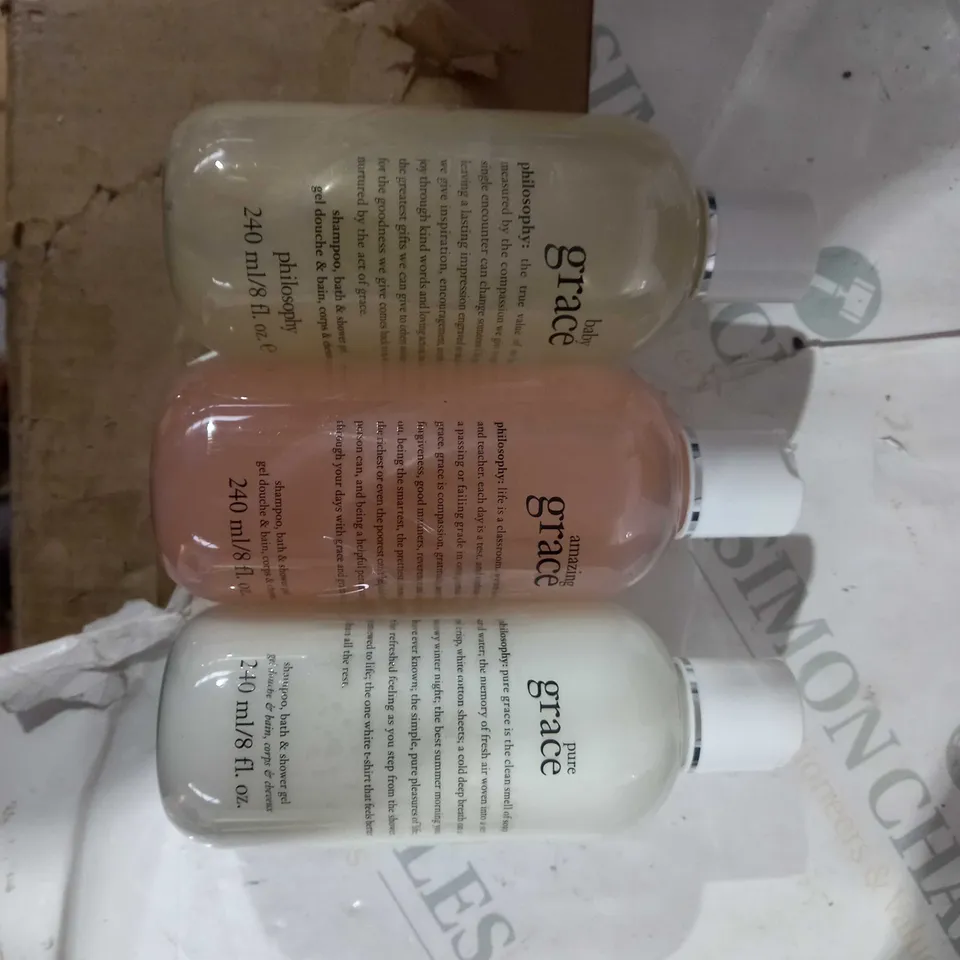 LOT OF 3 Philosophy Baby Grace Bath and Shower Gel 240ml