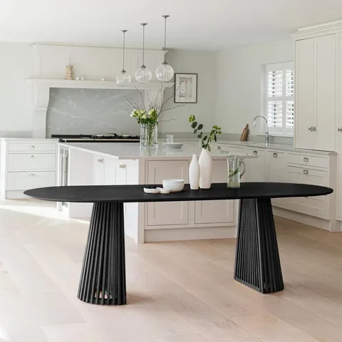 BOXED AOISE OVAL DINING TABLE - STAINED BLACK (1 BOX)