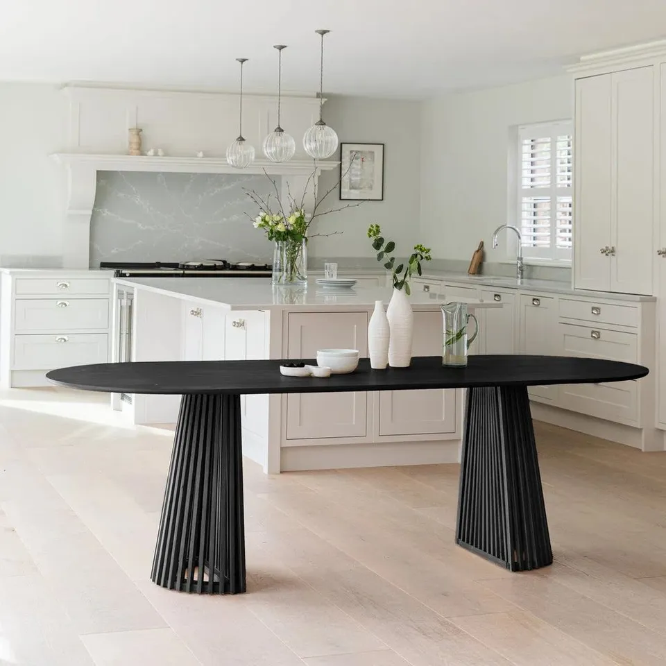 BOXED AOISE OVAL DINING TABLE - STAINED BLACK (1 BOX)