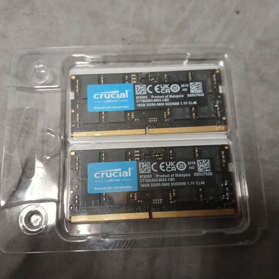 CRUCIAL 32GB DDR5-5600 SODIMM KIT (2 X 16GB) FOR NOTEBOOK/LAPTOP