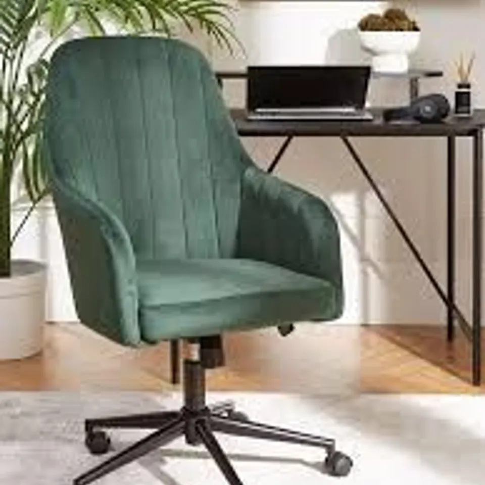 BOXED MOLBY FABRIC OFFICE CHAIR - GREEN/BLACK (1 BOX) RRP £149