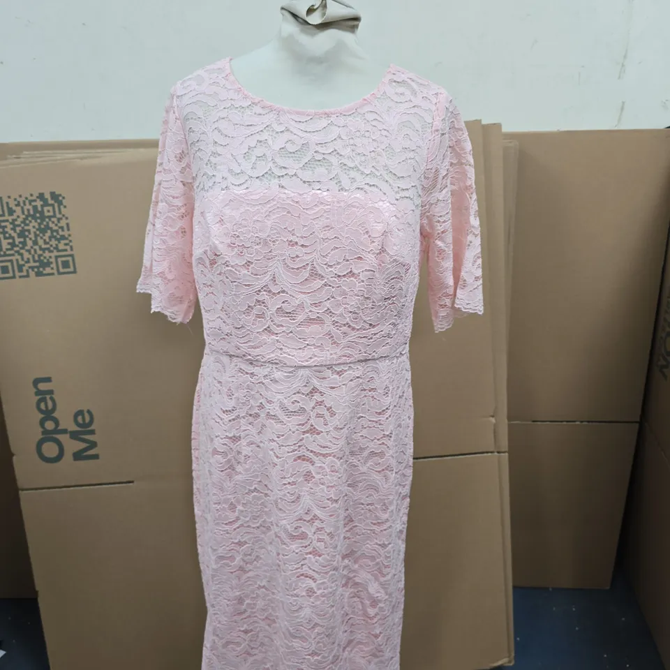 KALEIDOSCOPE LACE DRESS AND BOLERO JACKET SET IN BLUSH PINK SIZE 12