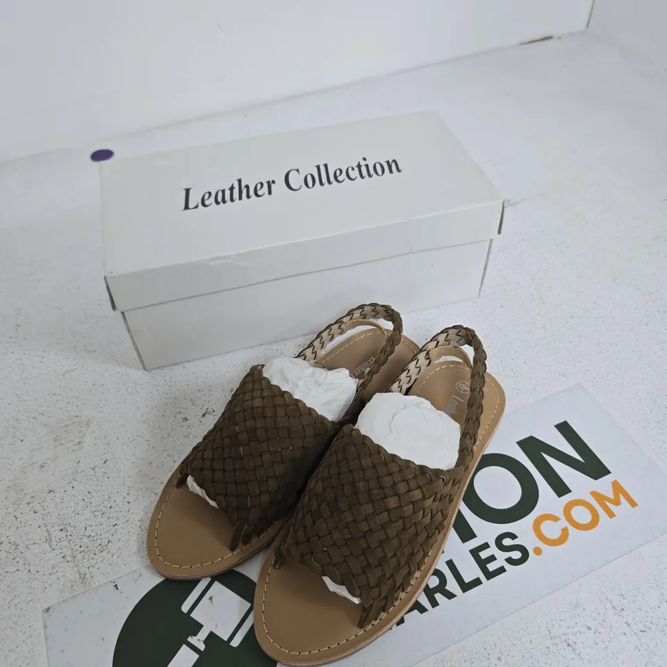 LEATHER COLLECTION BROWN WOVEN SANDALS – UK 4 (EU 37)