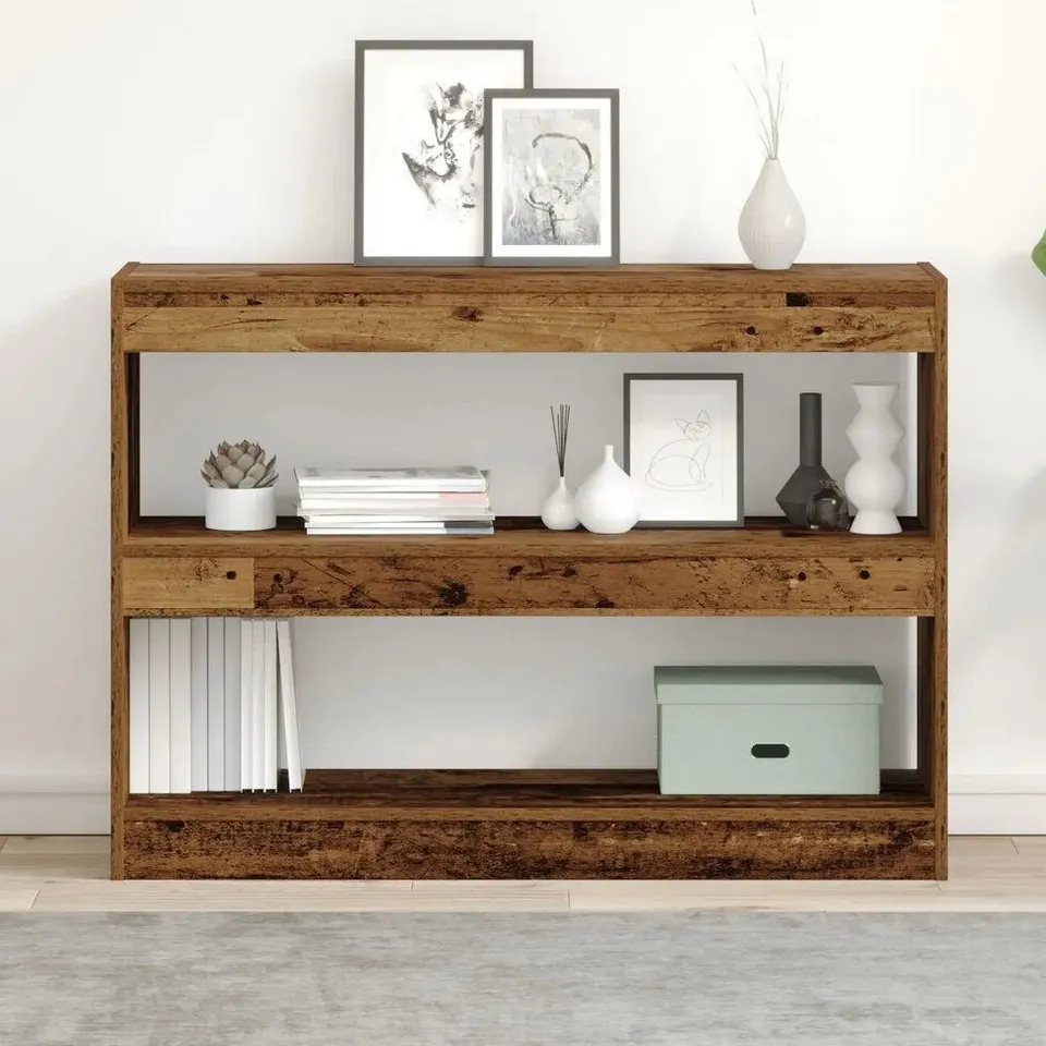 BOXED VIDAXL RECTANGULAR MEDIUM-SIZED BOOK CABINET - RUSTIC WOOD (1 BOX)