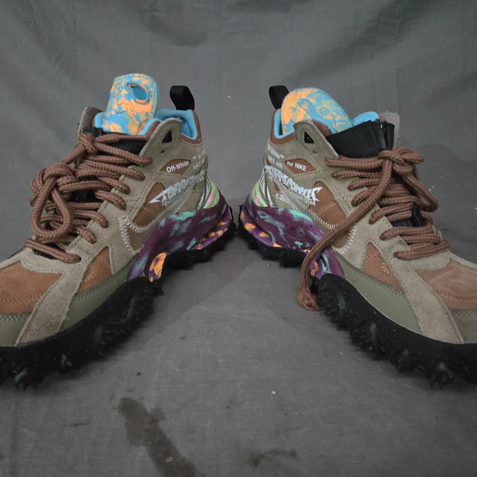 PAIR OF NIKE X OFF-WHITE AIR TERRA FORMA SNEAKERS IN ARCHAEO BROWN UK SIZE 7