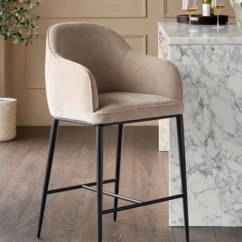 BOXED DANETTI HARLEY CHAMPAGNE CHENILLE BAR STOOL