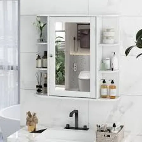 BOXED WHITE PAINTED 3 SHELF MIRRORED BATHROOM STORAGE UNIT