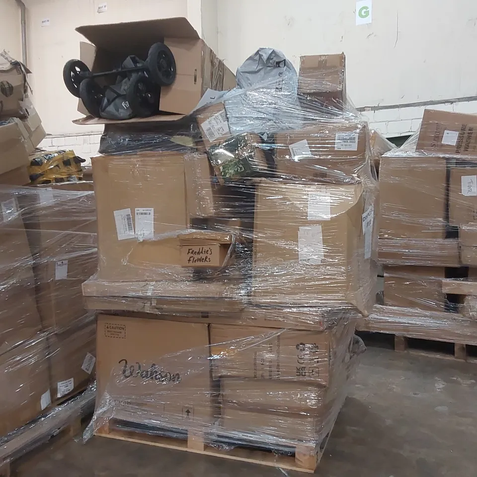 PALLET CONTAINING A LARGE QUANTITY OF ASSORTED CONSUMER PRODUCTS INCLUDING: WILLOW 20L MICROWAVE OVEN, SEKEY CART, DINING CHAIR ECT