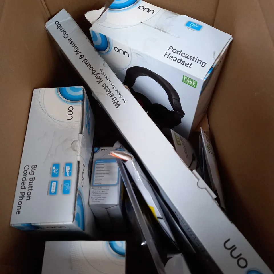 LOT OF VARIOUS ONN OFFICE ITEMS INCL. MOUSE & KEYBOARD, PHONES & HEADPHONES